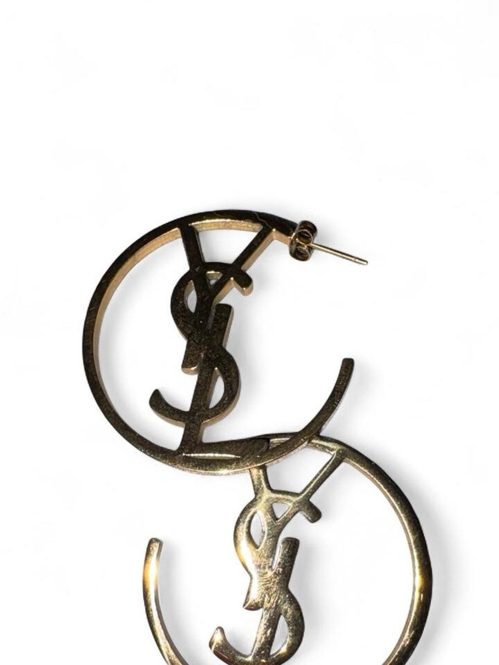 Yves Saint Laurent Gold YSL Interlocking Hoop Earrings